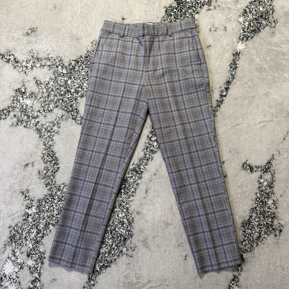 Gap Pants Womens Size 6 Gray Plaid Slim Ankle Cotton Blend Stretch Slash Pockets